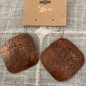 ZAD earrings, hammered metal squares,